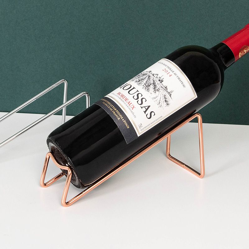 Simple Electroplating Craft Wine Rack Stainless Steel Red Wine Beer Wine Holder Household Wine Bottle Rack Accessories （2pcs）