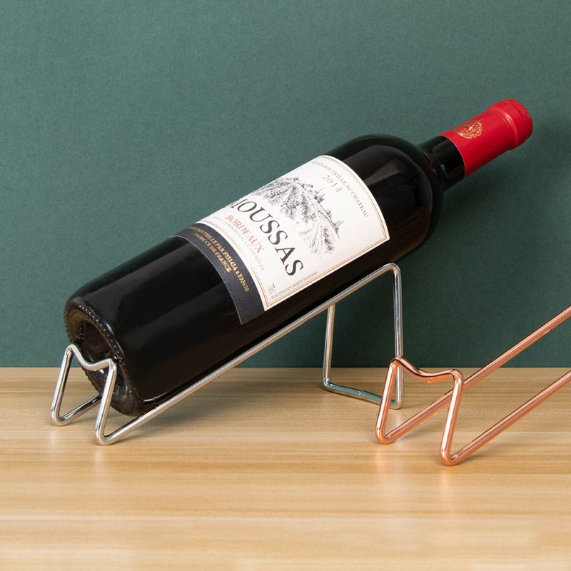 Simple Electroplating Craft Wine Rack Stainless Steel Red Wine Beer Wine Holder Household Wine Bottle Rack Accessories （2pcs）