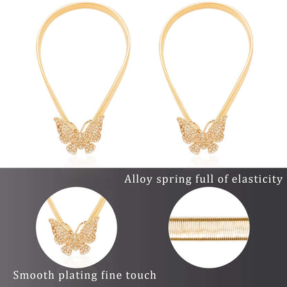 Spring Design Curtain Ties Carving Design Curtain Holdback Curtain Holders for Drapes Backs Thin or Thick Curtain(Gold Butterfly)