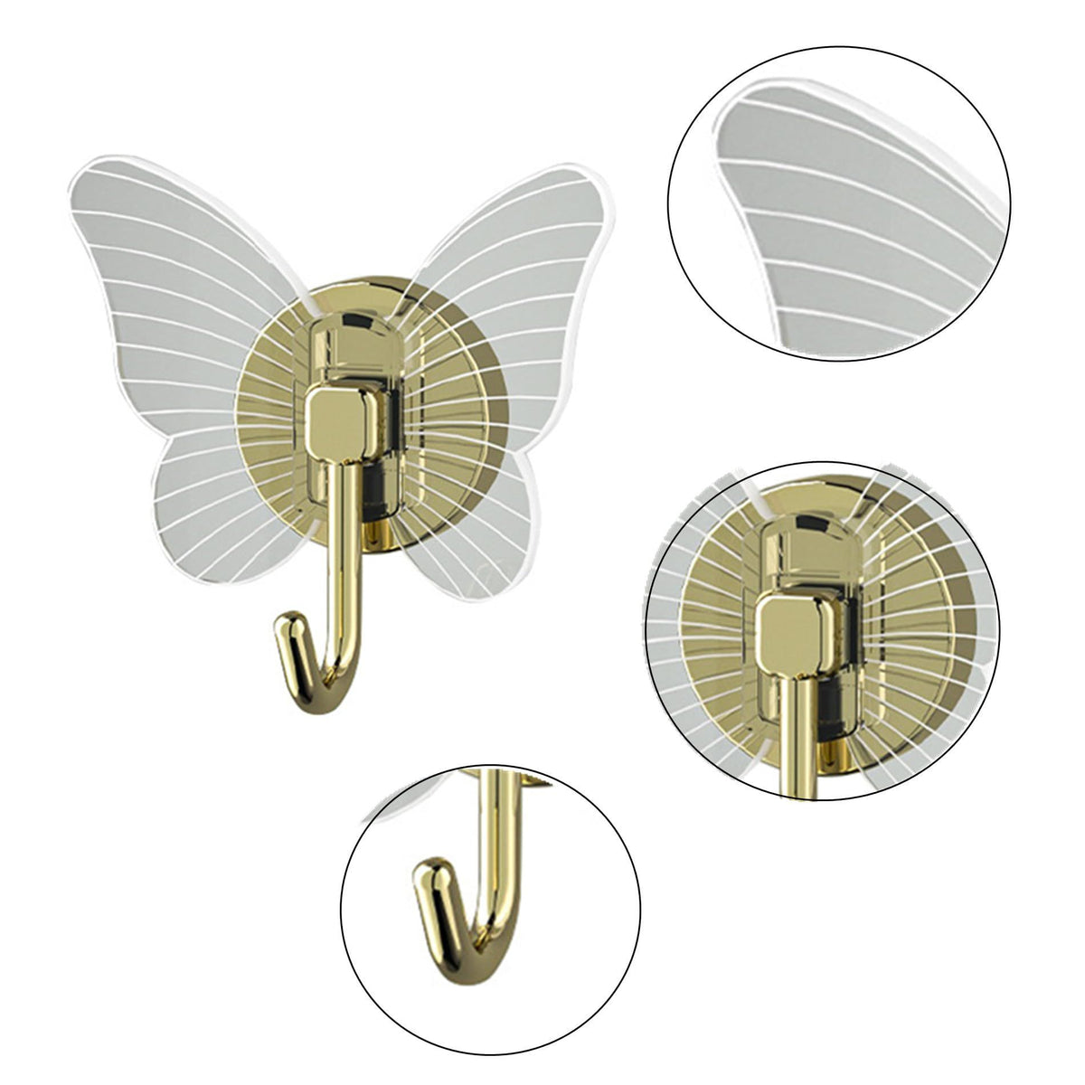 4 pcs Butterfly Hooks, Decorative Self Adhesive Hooks for Hanging Heavy Duty Wall Hooks, Towel Coat Hooks Waterproof Hooks