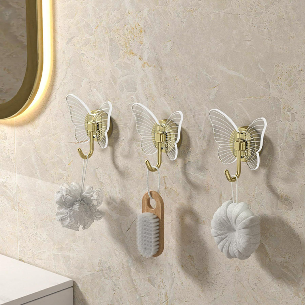 4 pcs Butterfly Hooks, Decorative Self Adhesive Hooks for Hanging Heavy Duty Wall Hooks, Towel Coat Hooks Waterproof Hooks