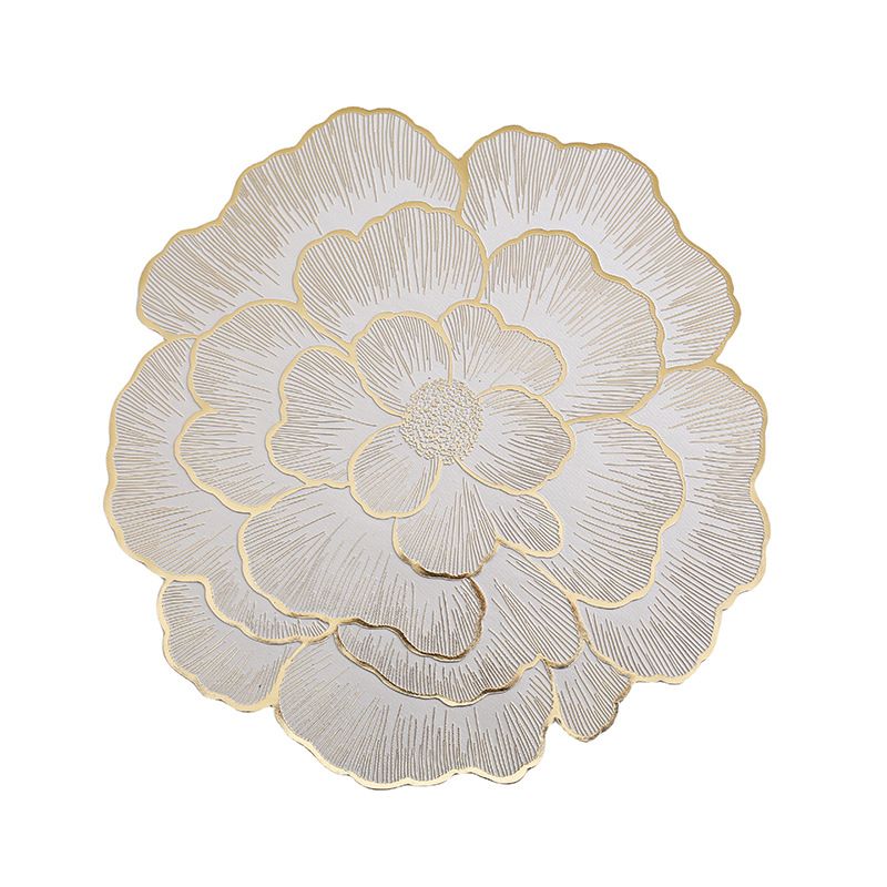 Round Table Place Mats,Gold Placemats Bulk Pressed Vinyl Washable Plate Mats for Table Centerpieces Decorations Weddings Birthday