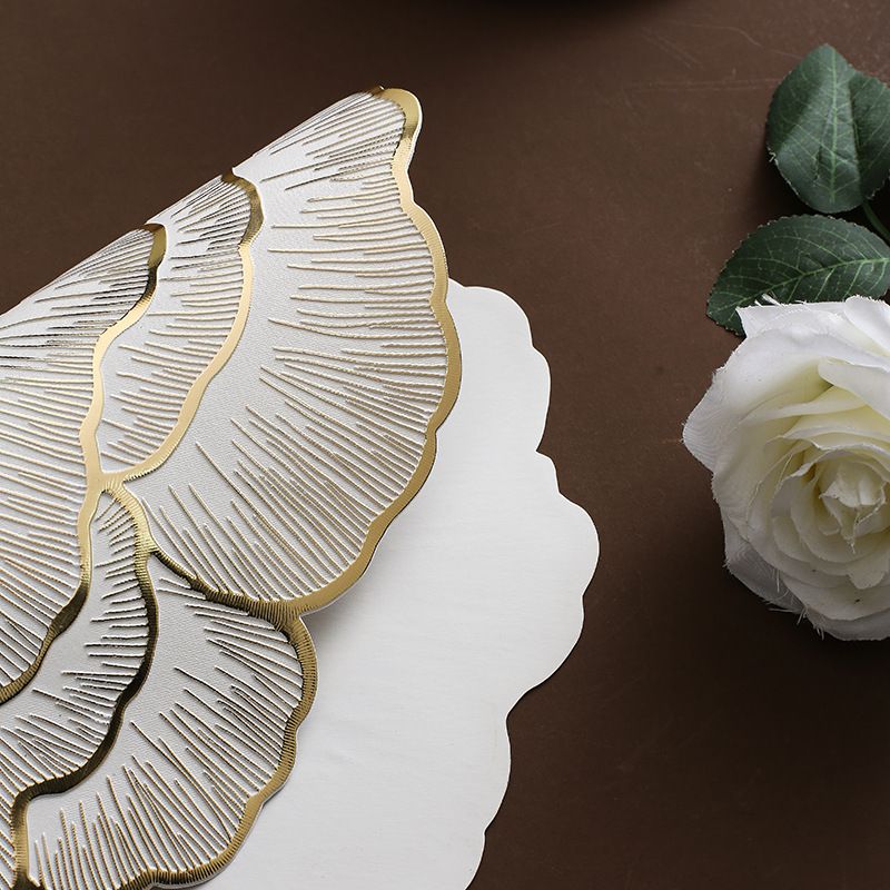Round Table Place Mats,Gold Placemats Bulk Pressed Vinyl Washable Plate Mats for Table Centerpieces Decorations Weddings Birthday