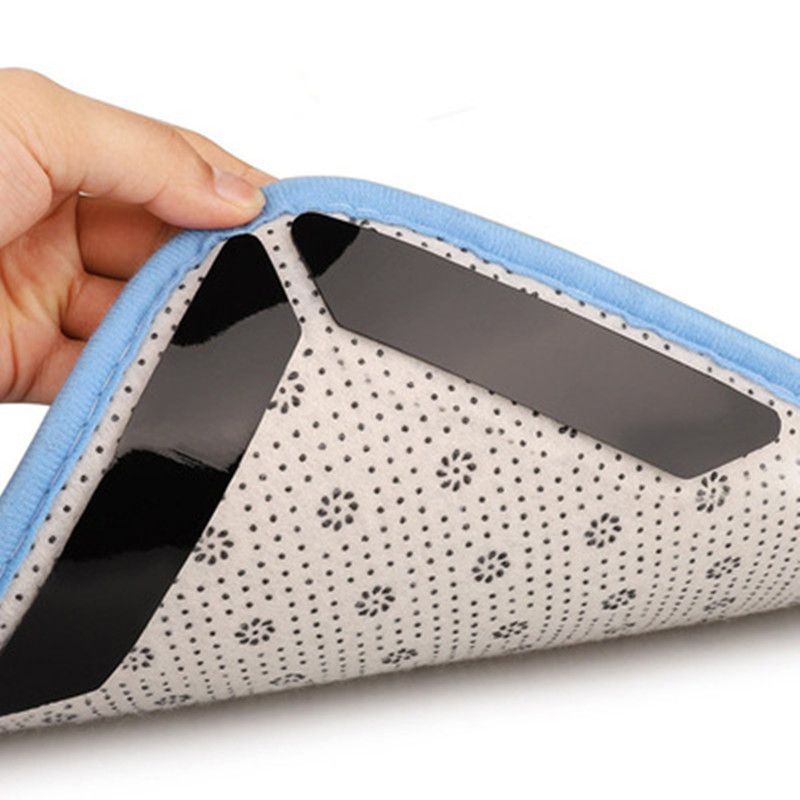 Rug Grippers 8 pcs Double Sided Washable Removable Anti Curling Corner Carpet Gripper Non Slip Adhesive Rug Tape