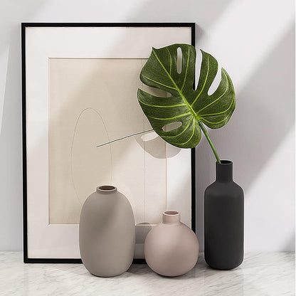 Small Vase Three-Piece Set, Desktop Round Cute Ceramic Flower Vase Simple Soft Decoration Home Decoration