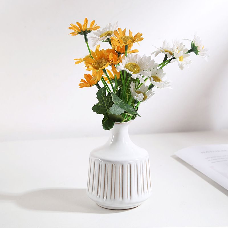 Small Vase for Decor,Farmhouse Vase for Grass,Eucalyptus Set and Tiny Stem Flowers,Ceramic Vases for Centerpieces, Set of 2