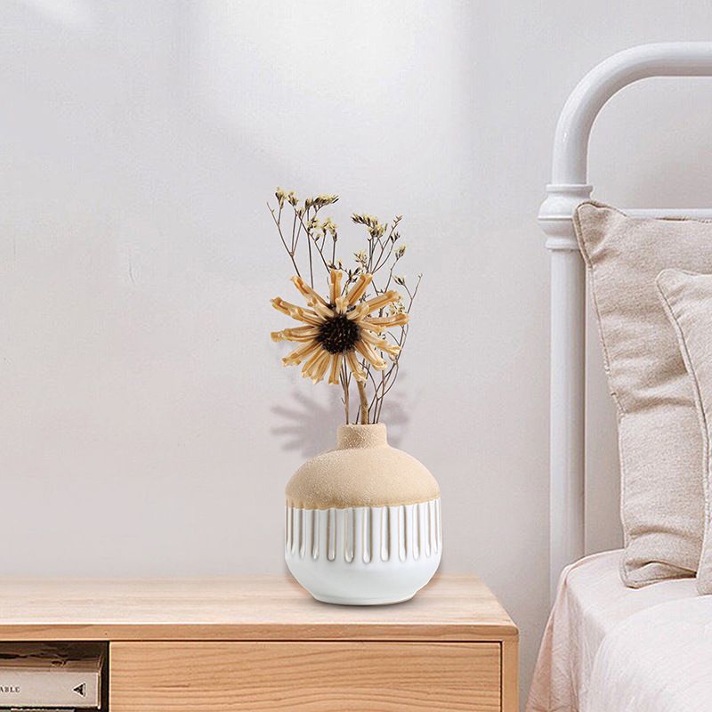 Small Vase for Decor,Farmhouse Vase for Grass,Eucalyptus Set and Tiny Stem Flowers,Ceramic Vases for Centerpieces, Set of 2