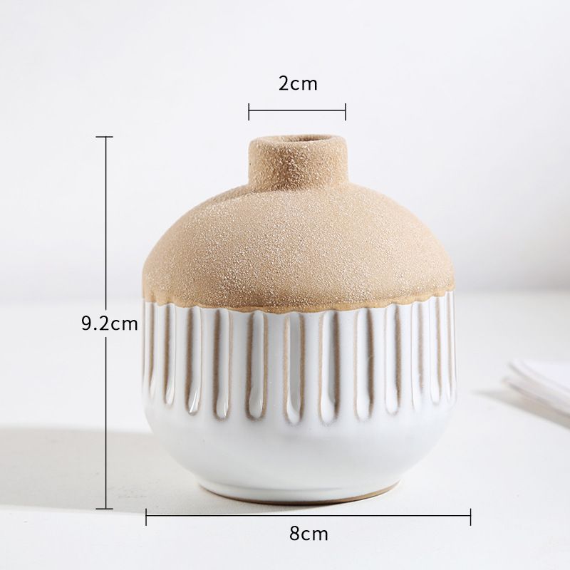 Small Vase for Decor,Farmhouse Vase for Grass,Eucalyptus Set and Tiny Stem Flowers,Ceramic Vases for Centerpieces, Set of 2