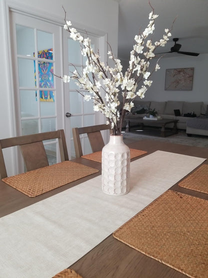 Ceramic Rustic Farmhouse Vase,Neutral Cream Vases Pottery Decorative Floral Textured Vase for Home Decor, Table, Shelf Decor