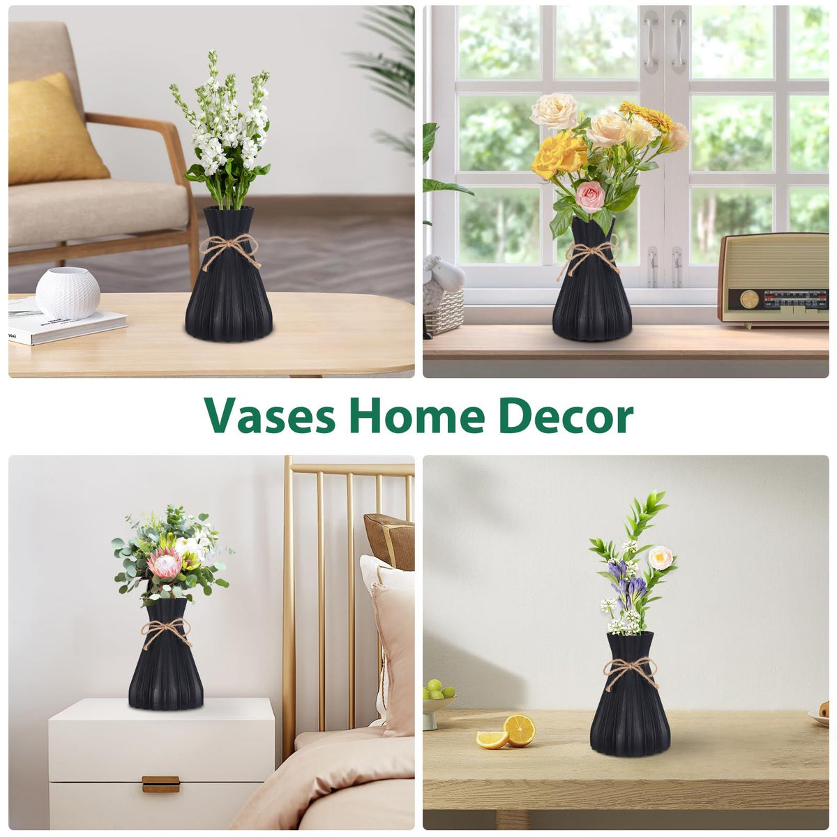 Vases for Flowers Ceramic Look Unbreakable Home Decoration Vase European Wedding for Home Decor,Cannot Fill Water(2pcs)