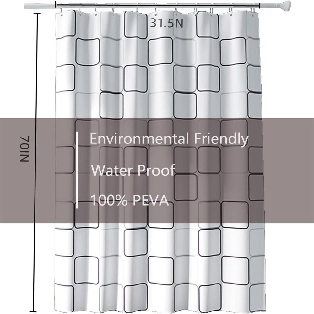 Shower Curtain for Bathroom 1 Pc,Black White Lattice Shower Curtain,Modern and Fashionable Shower Curtain,Plastic Waterproof Shower Curtain,Shower Curtain Shielding with Simple Design