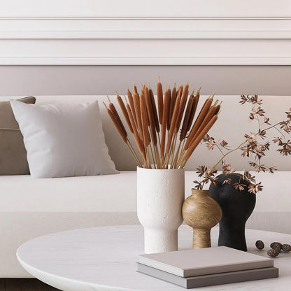 15 Pcs Dried Natural Cattails for DIY Floral Arrangements and Home Office Decor - 16 Inch Length