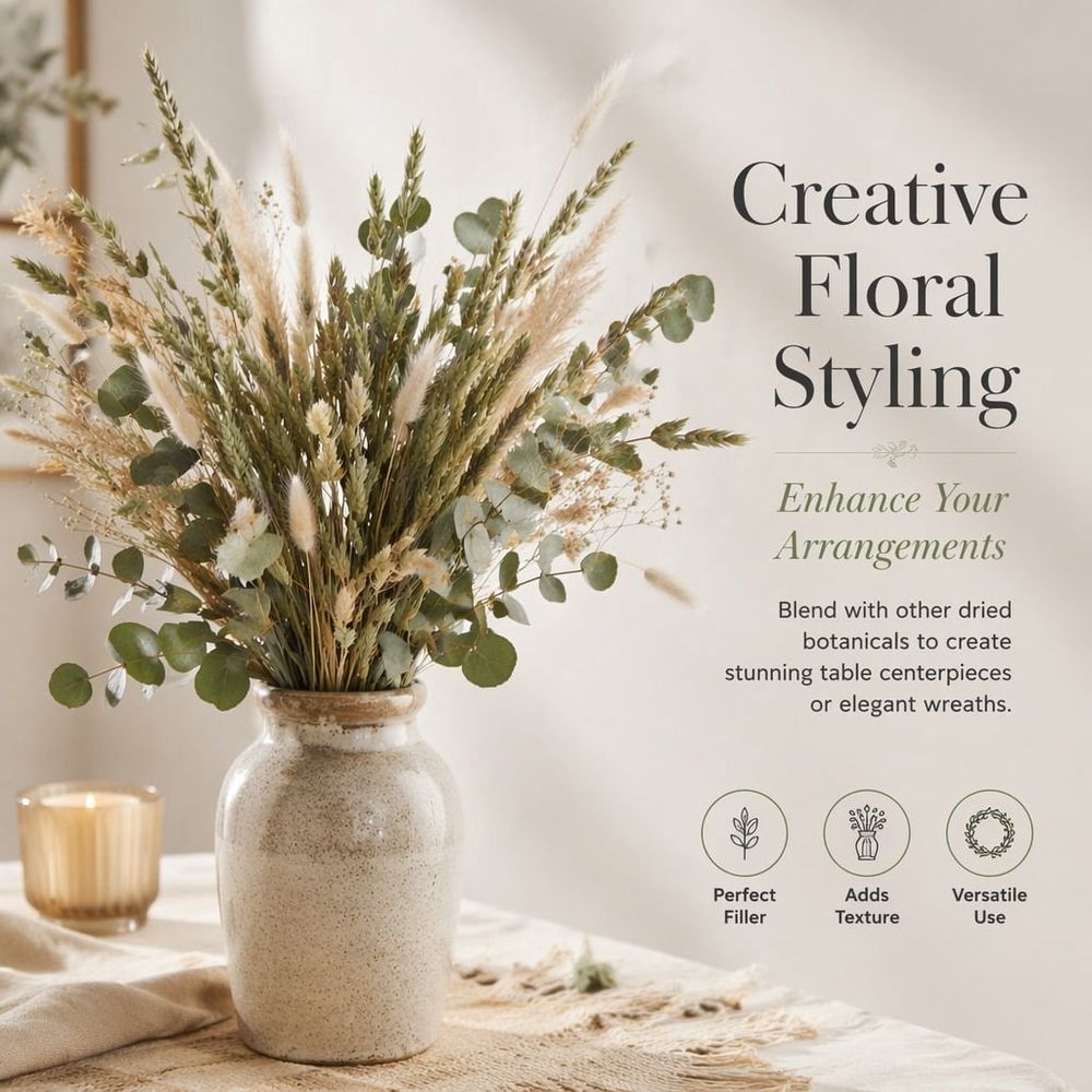 5 Stems Preserved Wild Oats Grass Bouquet, 20 Inch Natural Dried Ornamental Oats Stems, Long Lasting Dry Grass Arrangement for Vase Home Farmhouse Boho Table Decor