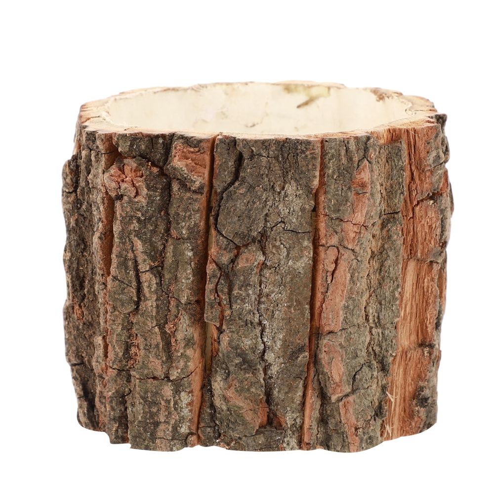 Wooden Flower Vase with Natural Bark Teture, Perfect for Floral Arrangements and Stylish me Decoration