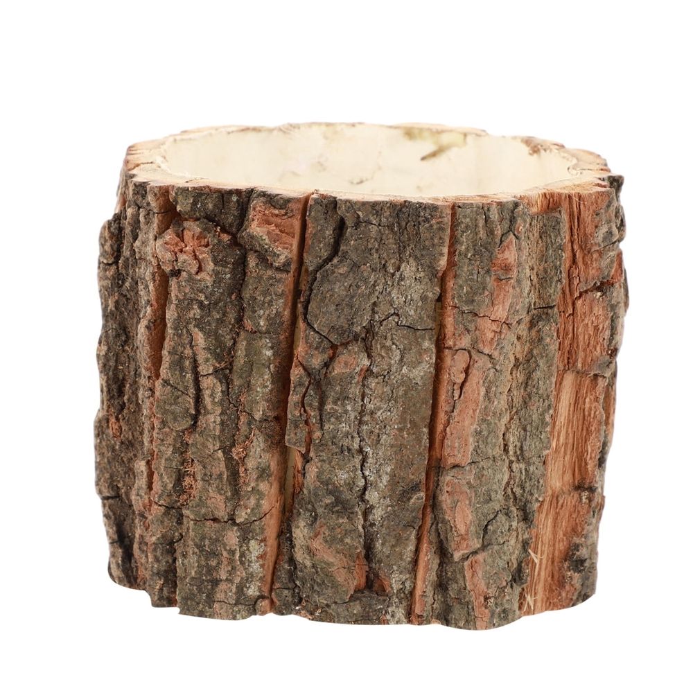 Wooden Flower Vase with Natural Bark Teture, Perfect for Floral Arrangements and Stylish me Decoration