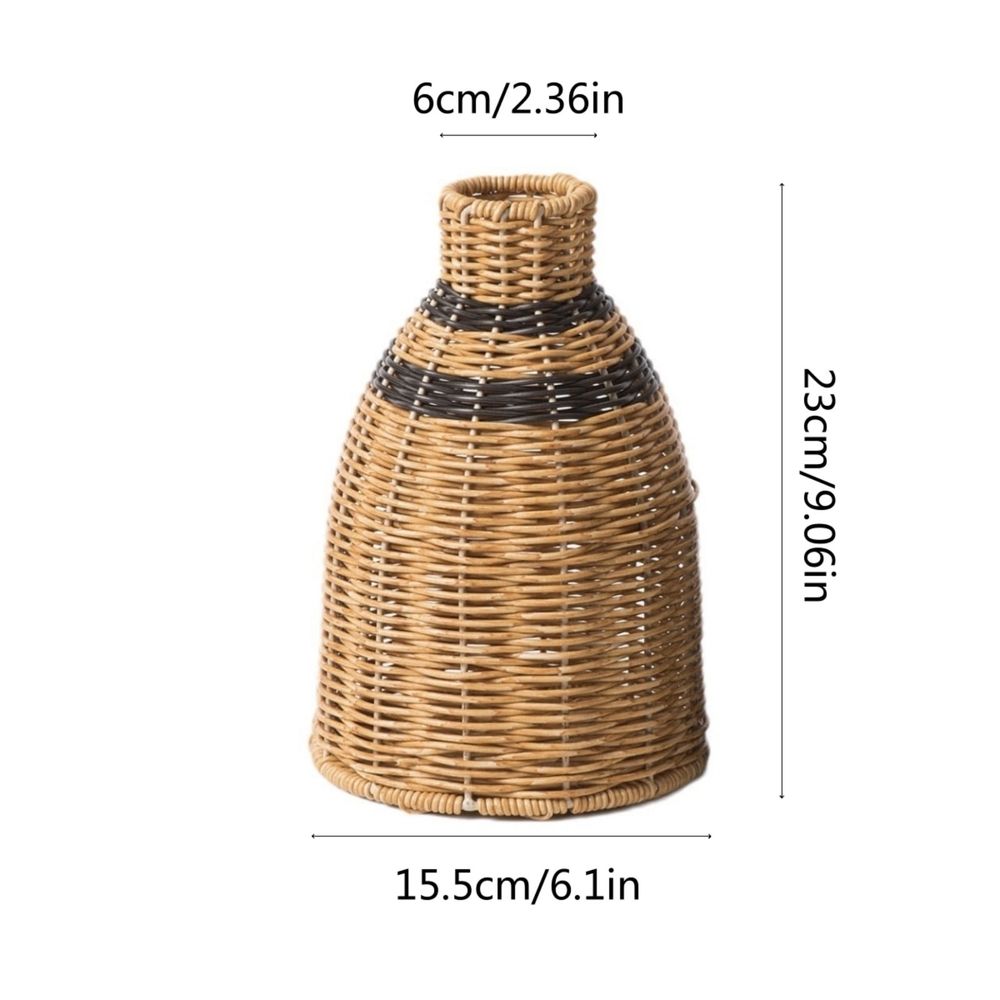 Handwoven Rattan Vase, Natural Wicker Decorative Vase, Boho Rustic Woven Flower Vase for Tabletop Centerpiece, Living Room, Home Decor
