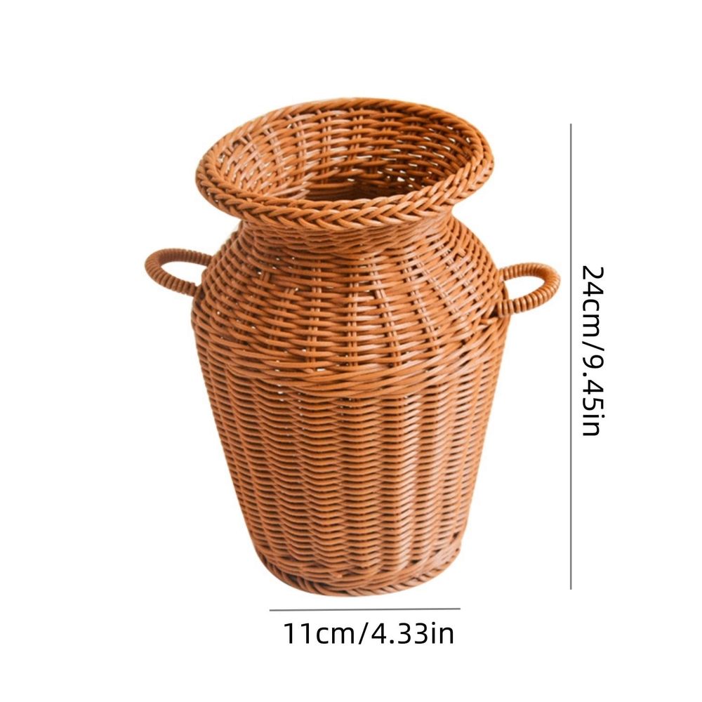 Creative Rattan Woven Vase, Brown Decorative Flower Basket, for Home Office Rustic Centerpiece Artificial Flower Holder