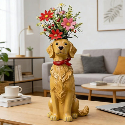 Dog Themed Decor Vase Cute Decorative Ornament for Pet Lovers Home Living Room Table Shelf Display Decor(E)