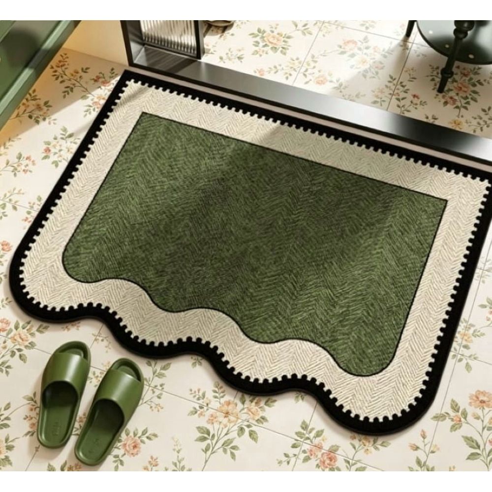 Mid Green Non Bathroom Rug Absorbent Floor Mat Low Profile Non Slip Entryway Kitchen Bath Sink Mat for Home Hallway Laundry Room Bedroom Washable Floor Mat 15.75 x 23.62 In Guest Room Laundry Room