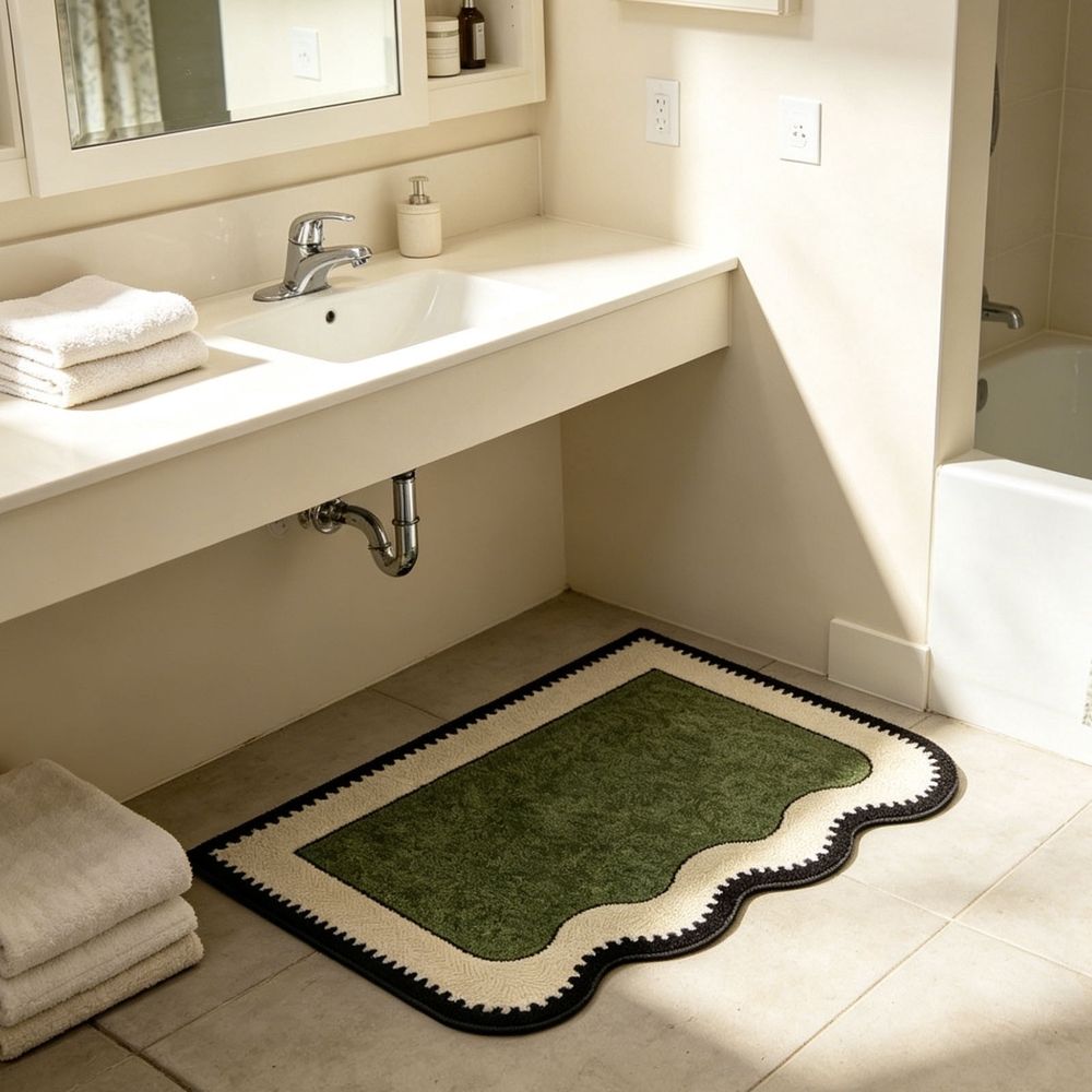 Mid Green Non Bathroom Rug Absorbent Floor Mat Low Profile Non Slip Entryway Kitchen Bath Sink Mat for Home Hallway Laundry Room Bedroom Washable Floor Mat 15.75 x 23.62 In Guest Room Laundry Room