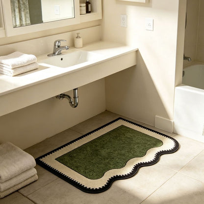 Mid Green Non Bathroom Rug Absorbent Floor Mat Low Profile Non Slip Entryway Kitchen Bath Sink Mat for Home Hallway Laundry Room Bedroom Washable Floor Mat 15.75 x 23.62 In Guest Room Laundry Room