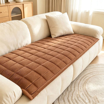 Corduroy Plush Sofa Cushion Cover Non Slip Stretch Thick Soft Seat Pad Washable Furniture Protector for Leather Sofa Living Room Winter