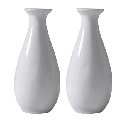 Set of 2 White Ceramic Flower Modern Decorative Vase for Home Countertop and Table Display