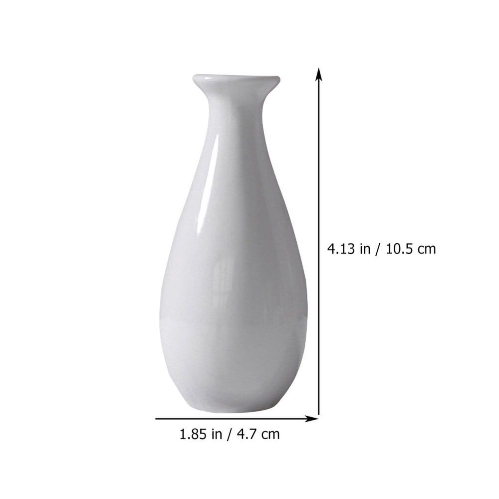 Set of 2 White Ceramic Flower Modern Decorative Vase for Home Countertop and Table Display