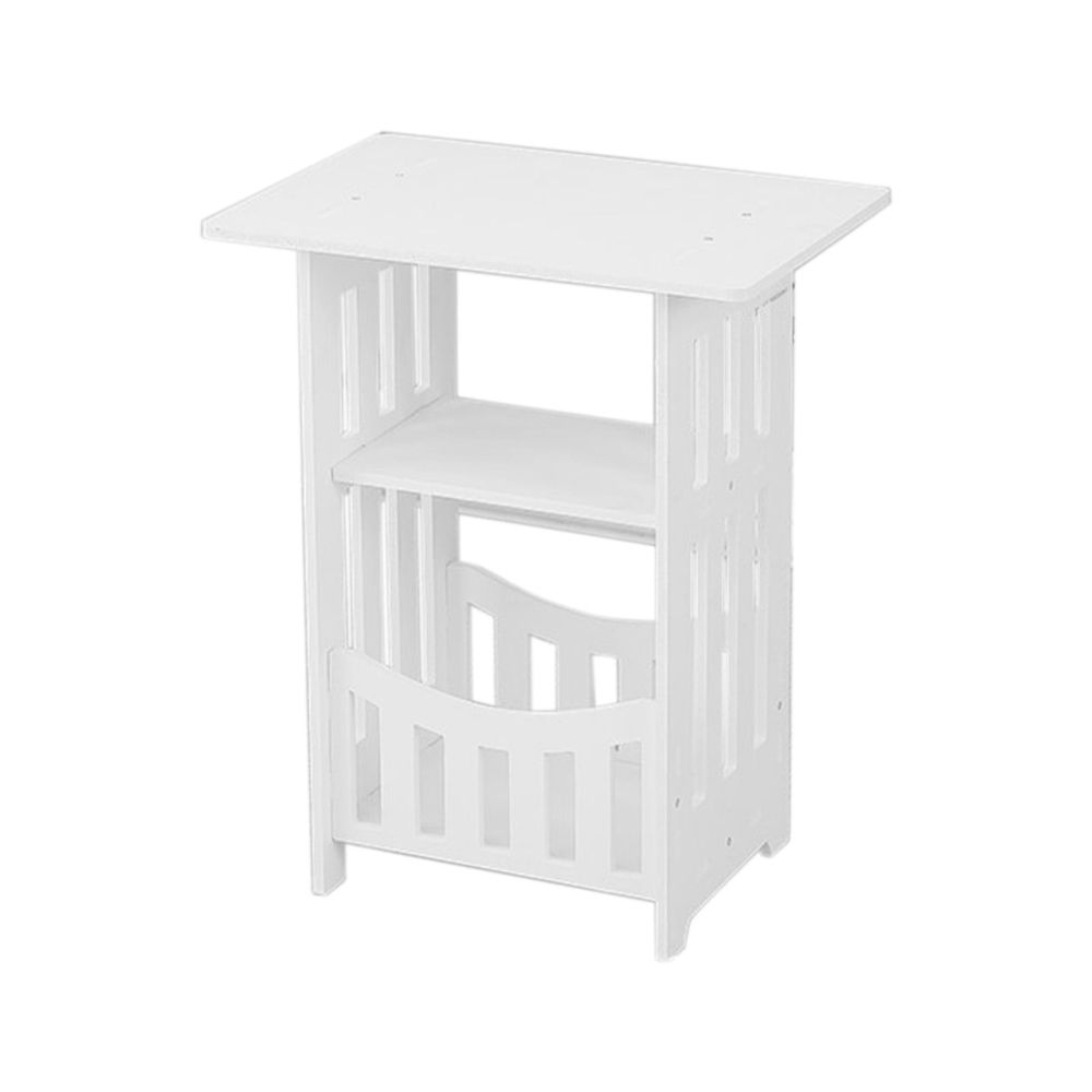 Small Narrow Side Table, 3-Tier Skinny End Table with Storage Shelf, Slim Nightstand Bedside Table for Small Spaces, Living Room, Bderoom, White