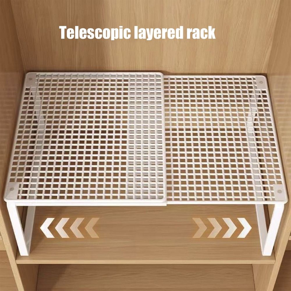 Shelves, Shelf Organizer, Expandable Cabinet Storage Shelf, Stackable Organizer Rack, Sturdy Metal, Make Full Use of The Upper Space, Space Saving for Kitchen Bathroom Pantry