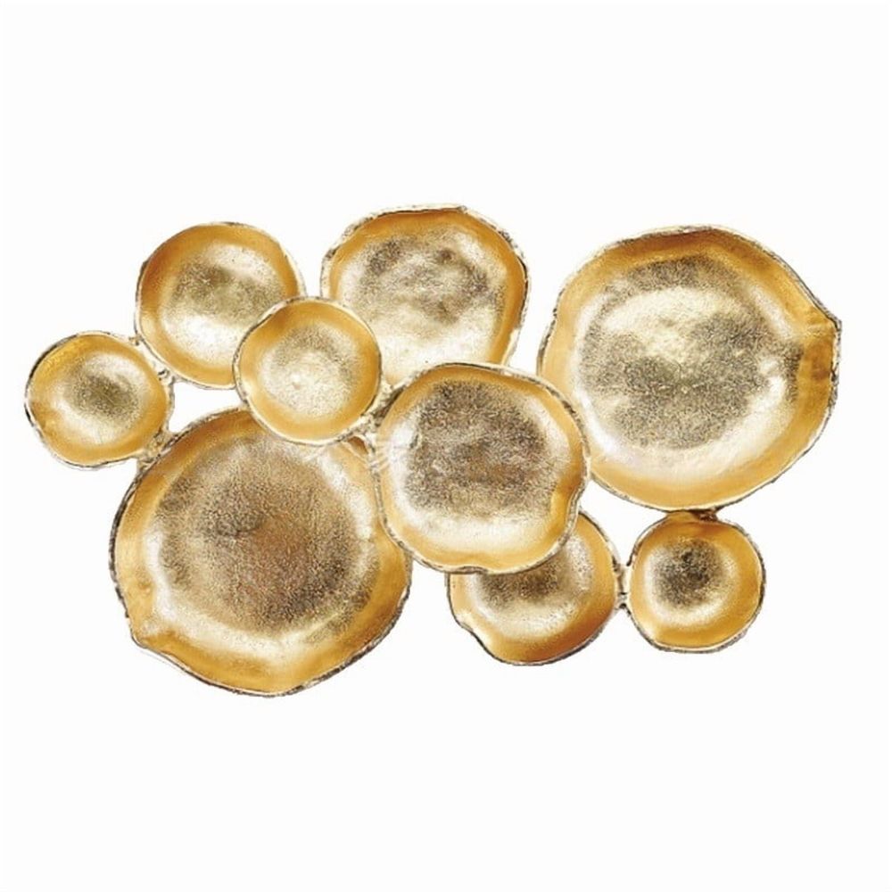 9 Cluster Decorative Bowls Bright Gold Brass Snack Tray Bowl Chip & Dip Serving Piece Strong Brass Centerpiece Beautiful Room Accent & Entertaining Parties Home Decor Wedding Gifts 22 Inch