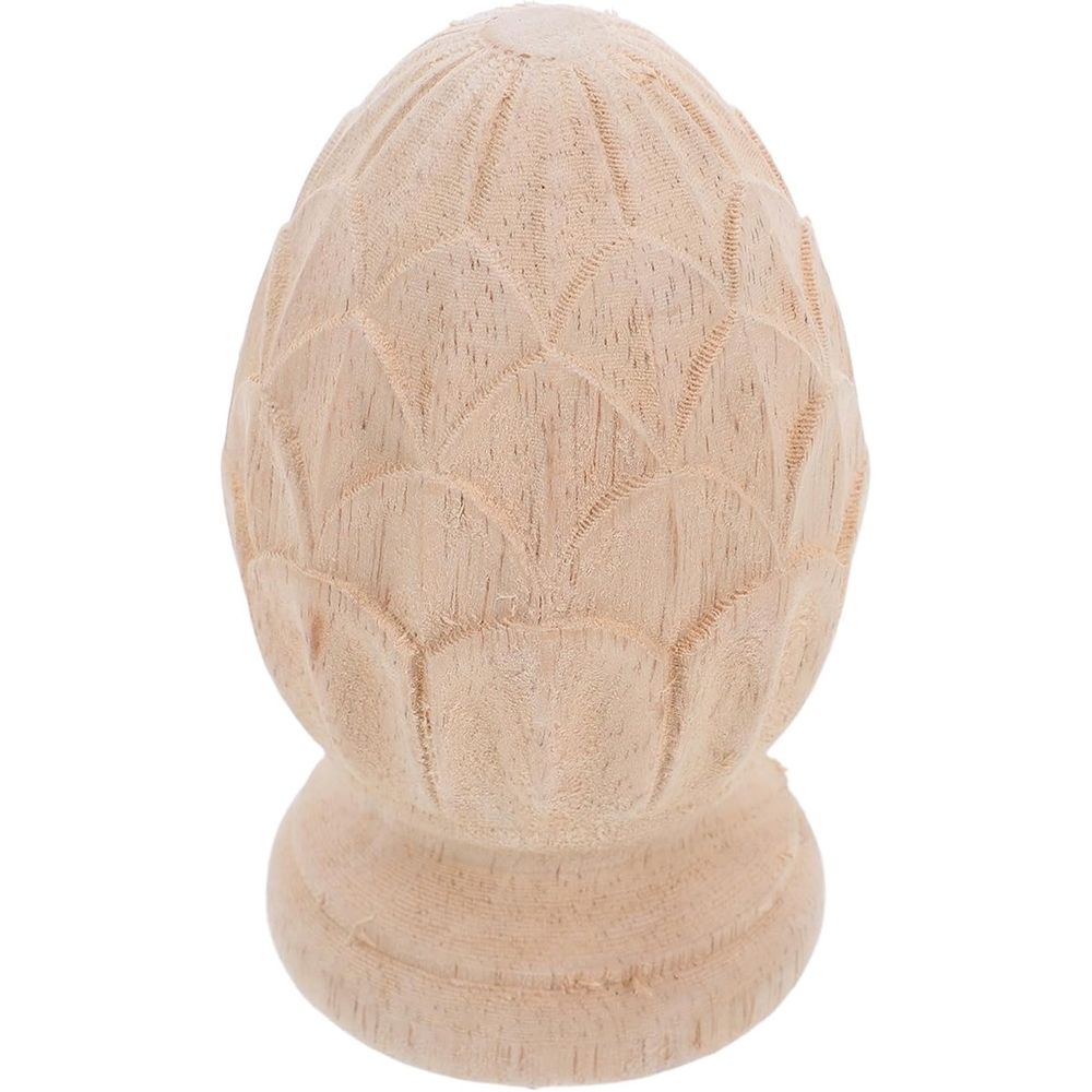 European Style Pineapple Wood Finial for Staircases 3.14 Inch - Carved Column End with Khaki Finish