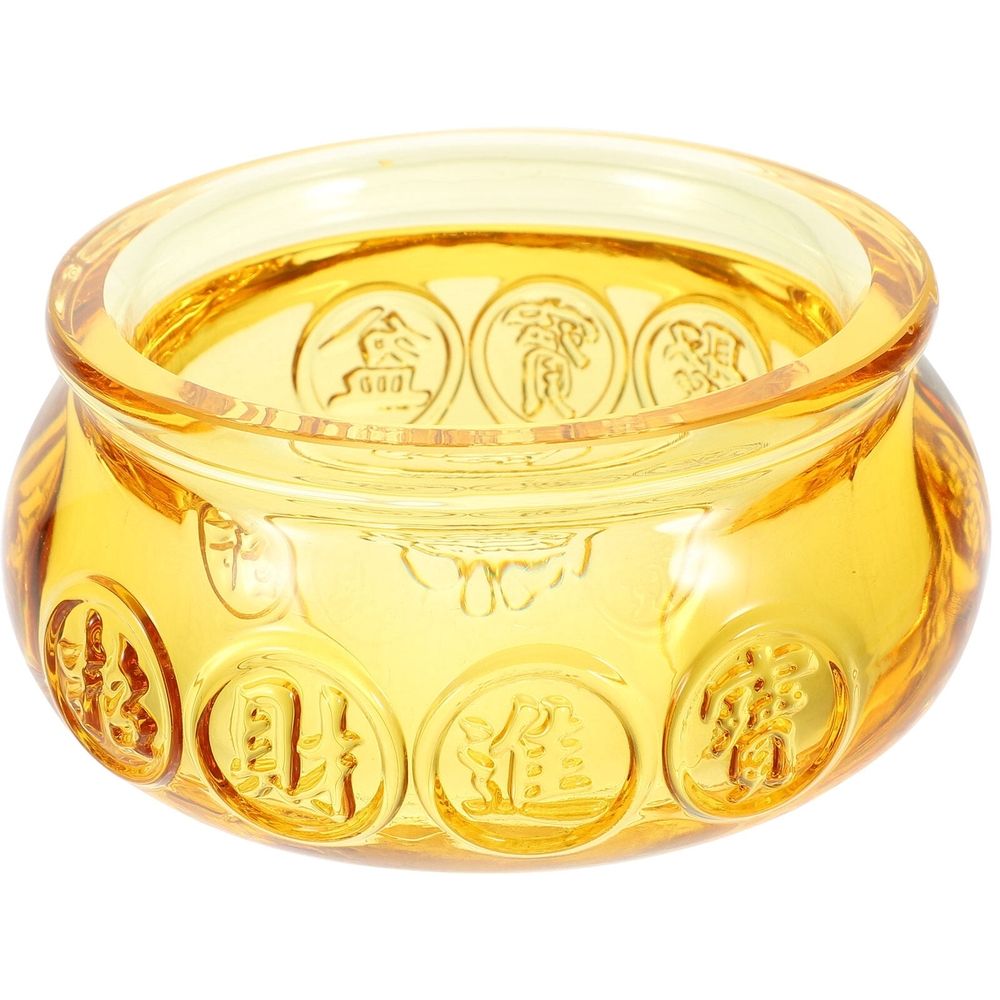 Ornaments Home Decor Golden Treasure Bowl Ornament Yellow Crystal Home Decoration 1Pcs