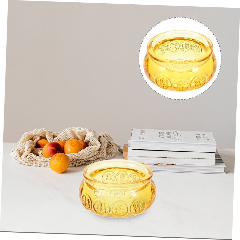 Ornaments Home Decor Golden Treasure Bowl Ornament Yellow Crystal Home Decoration 1Pcs