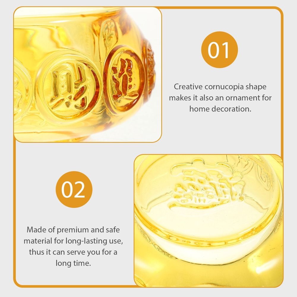 Ornaments Home Decor Golden Treasure Bowl Ornament Yellow Crystal Home Decoration 1Pcs