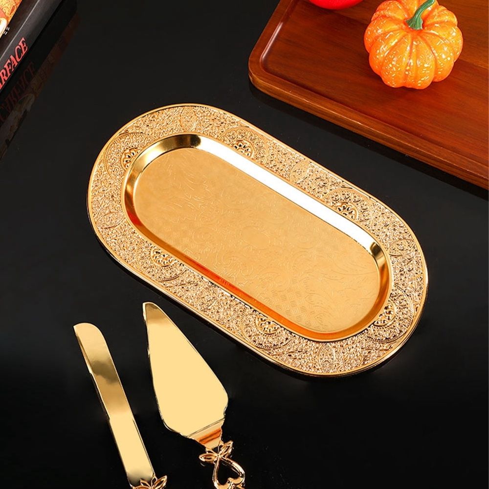 European Style Golden Fruit Tray for Storage Elegant Multi Function Serving Plate