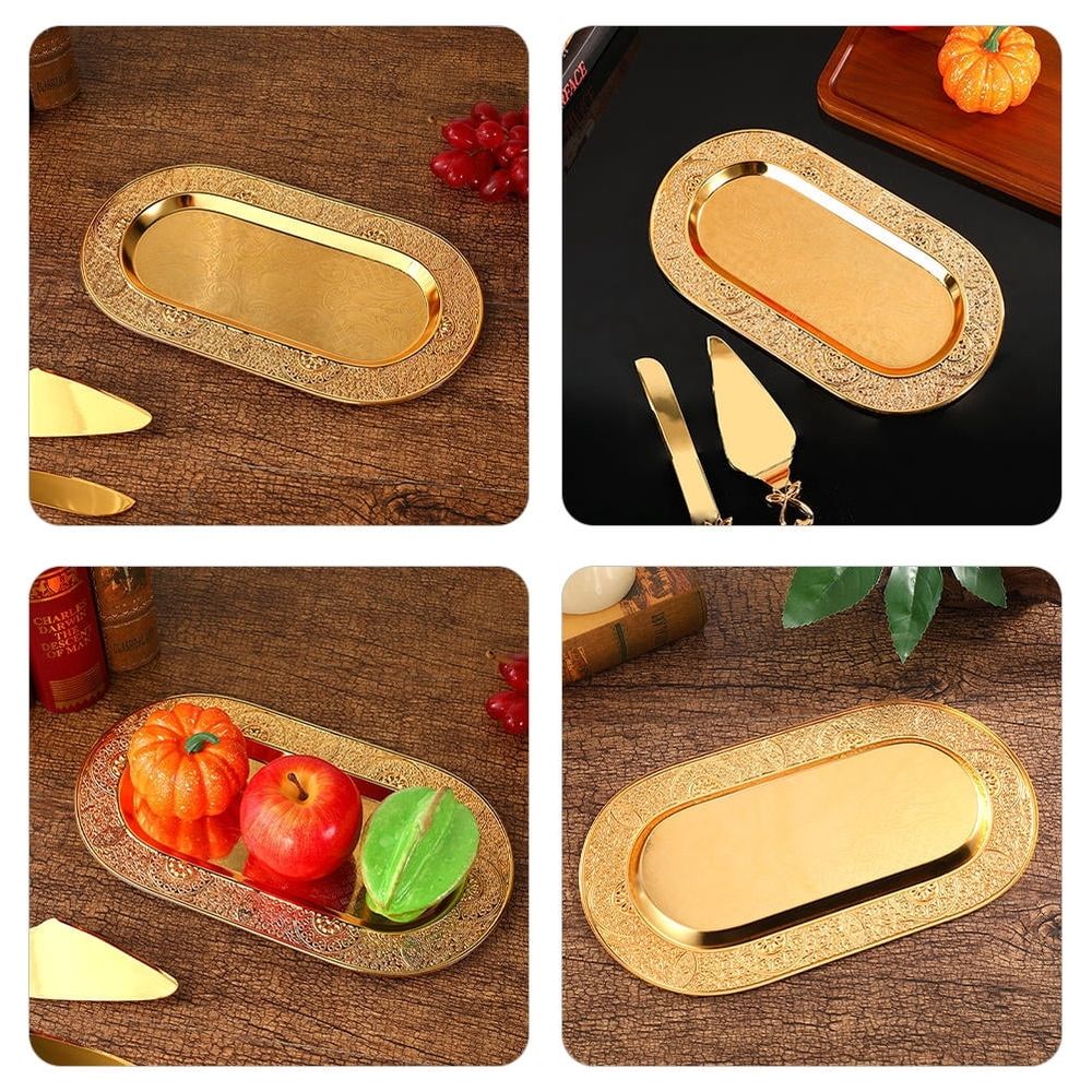 European Style Golden Fruit Tray for Storage Elegant Multi Function Serving Plate
