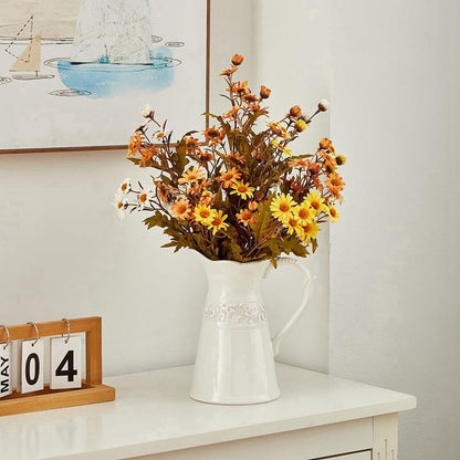 White Ceramic Pitcher Vase, Flower Vase Pitcher,Farmhouse Vase for Home Decor, 8.5inch Jug Vase. for Home Decoration