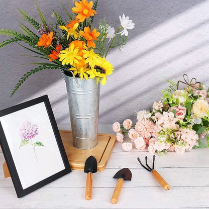 6 Pcs Galvanized Bucket Flower Bar,10 Inch Flower Bucket with Handles, Flower Bar Supplies and Buckets Farmhouse Vases