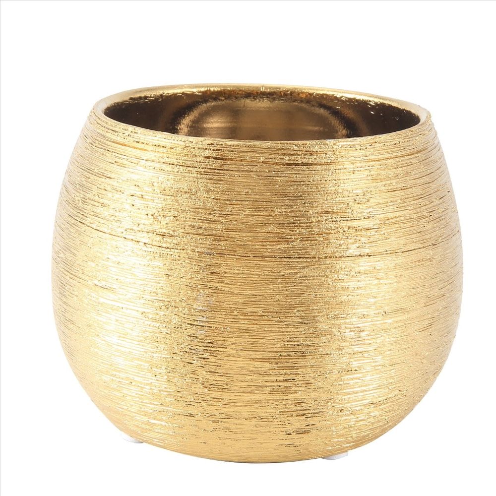 Ceramic Plant Pot Planter Gold-Plated Flower Flowerpot Vase