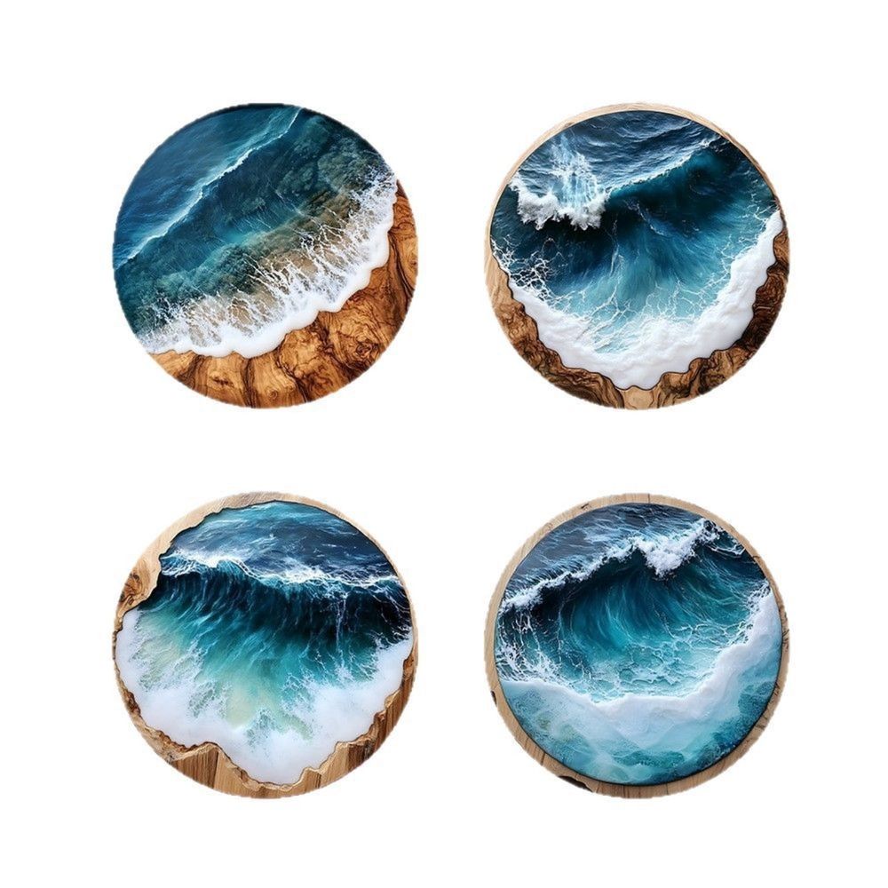 4-Piece Wooden Heat Resistant Table Mats and Coasters for Drinks and Dishes Non-Slip Protective Pad Set for Hot Pots Pans and Plates for Kitchen and Dining Tables