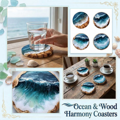 4-Piece Wooden Heat Resistant Table Mats and Coasters for Drinks and Dishes Non-Slip Protective Pad Set for Hot Pots Pans and Plates for Kitchen and Dining Tables