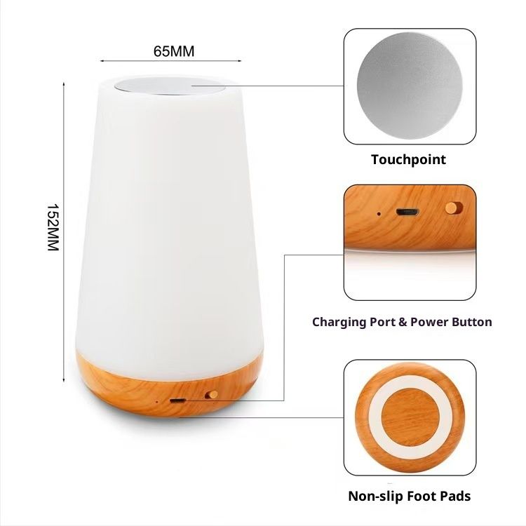 Touch Night Light for Kids: Dimmable LED Nursery Lamp for Baby - Eye-Caring Soft Warm White Light USB Rechargeable Portable Bedside for Toddlers Bedroom Living Room