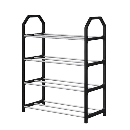4-Layer Stackable Shoe Rack – Metal Wardrobe Shoe Storage Organizer, Space-Saving Entryway & Bedroom Shoe Shelf for Home, Garage & Closet Use, White