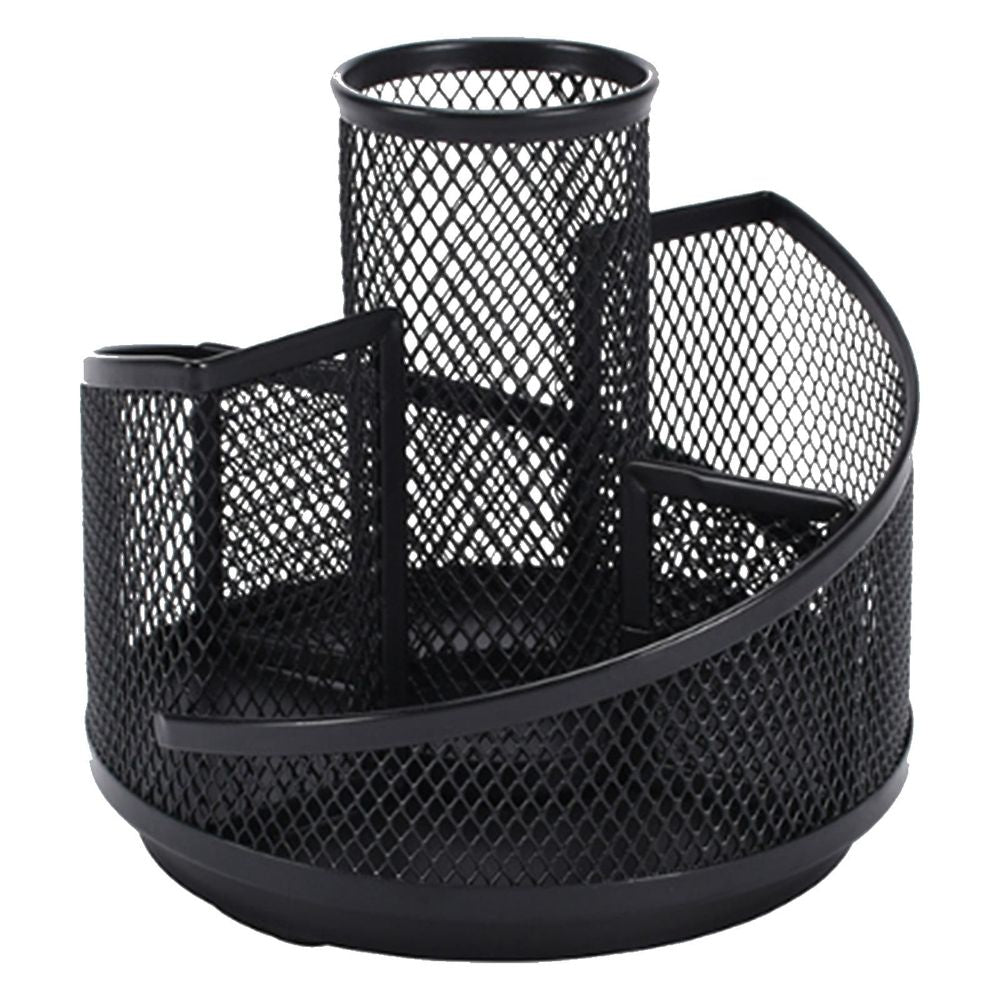 Rotating Pencil Holder 360 Metal Mesh Desk Organizer Black