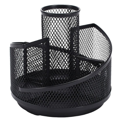 Rotating Pencil Holder 360 Metal Mesh Desk Organizer Black