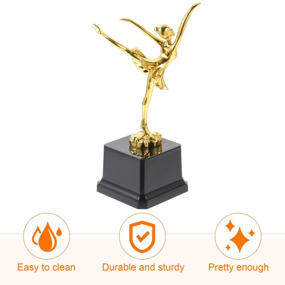 Dance Trophy Ornament Plastic Golden for Teens 1Pack 7.9x4.3x3.9in