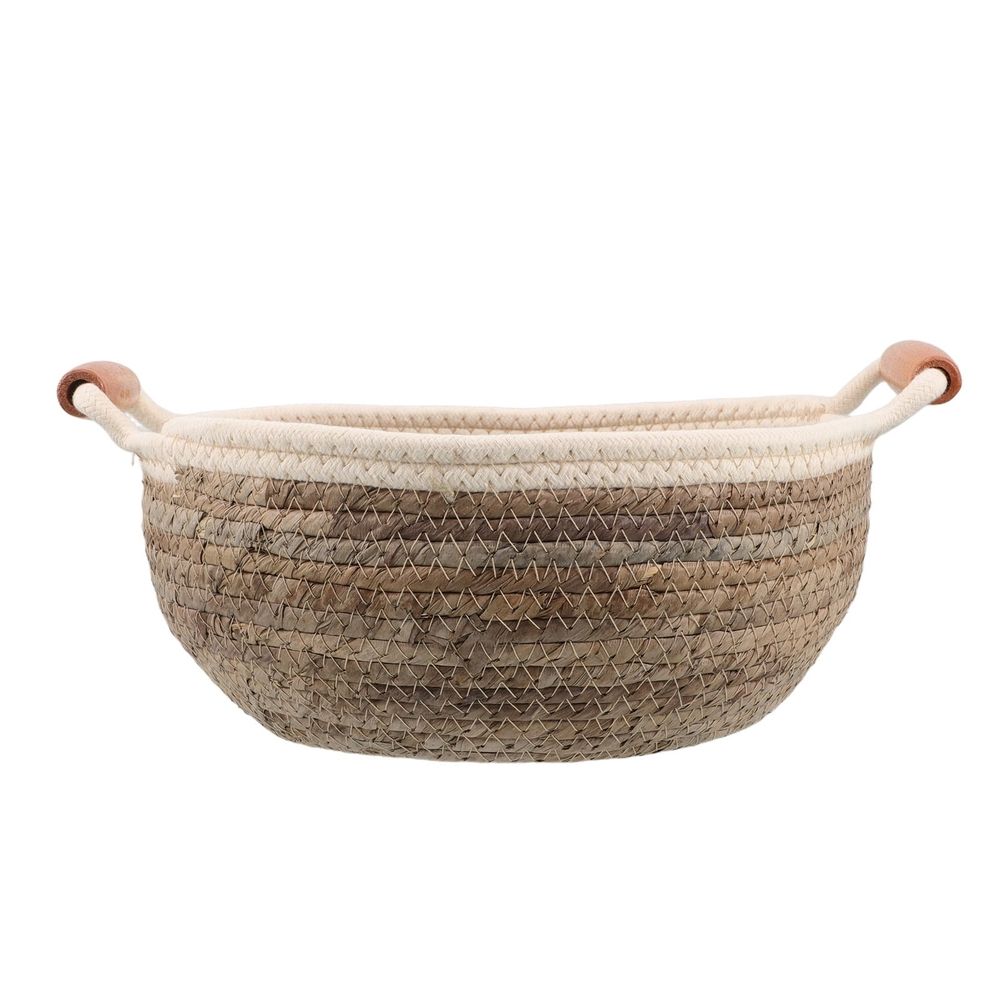 Round Wicker Handle Basket Straw 1Set 11In