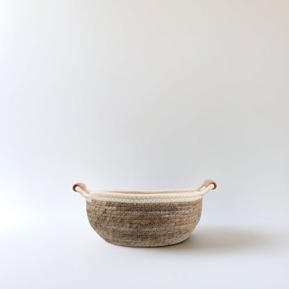 Round Wicker Handle Basket Straw 1Set 11In