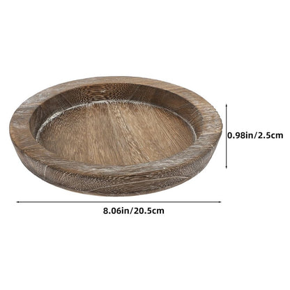Wood Tray Coffee Round Decorative Plate for Holding Rustic Home Decor